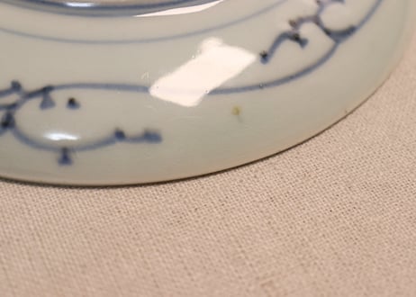 江戸後期墨弾松皮菱と松図6寸皿①部分甘手