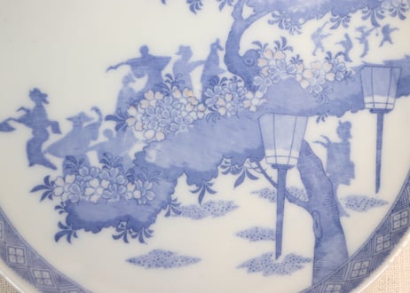 明治後期~大正銅判夜桜花見図6寸皿①