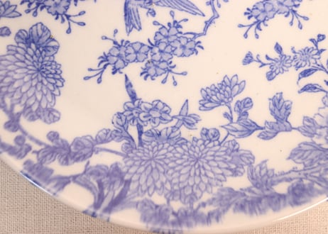 明治後期～大正銅判花鳥図7寸皿②かたつき