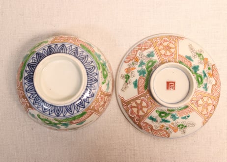 明治前期色絵松竹梅図蒸茶碗