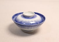明治前期染付縦縞図蓋茶碗