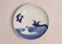 江戸中期染付流水に菊図小皿②フリモノ