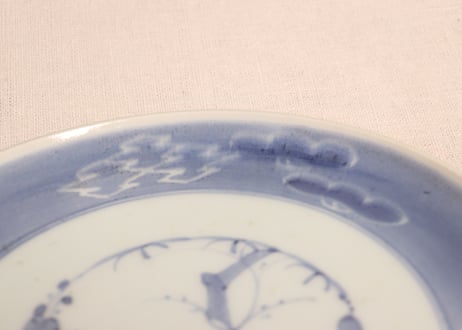 江戸後期墨弾松皮菱と松図6寸皿①部分甘手