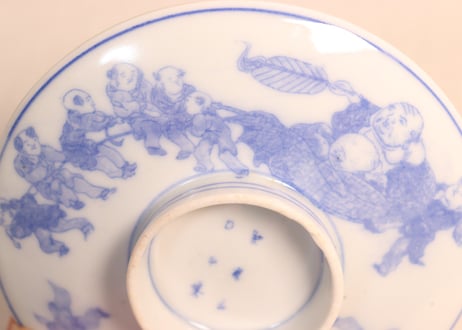 明治後期～大正銅判布袋様と唐子図蒸茶碗①