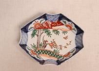明治前期色絵竹梅図菱形皿②ノミホツ
