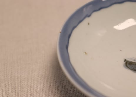 江戸幕末染付富士山水図蓋茶碗