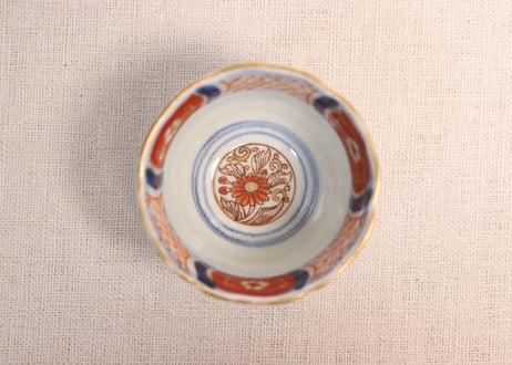 江戸幕末色絵御簾と桜図小向付①