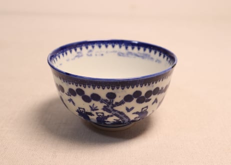 明治前期紙刷唐子図蓋茶碗