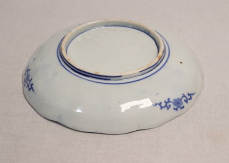 明治後期~大正銅判龍に波千鳥図7寸皿②ノミホツ