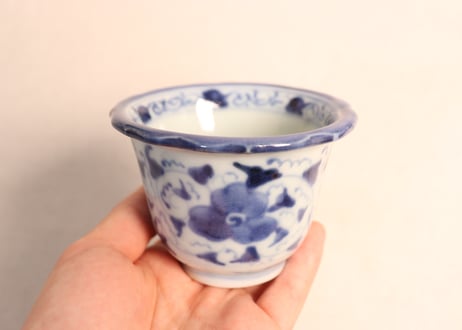 明治前期染付花と唐草図向付