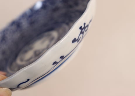 明治前期紙刷微塵唐草図小皿