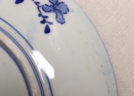 明治前期紙刷牡丹と松図8寸皿