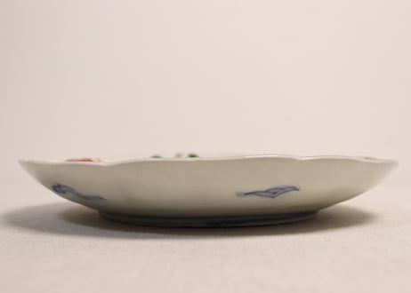 明治前期色絵松に家と鳥図7寸皿②釉剥げ