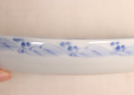 明治後期~大正染付山水図舟形皿