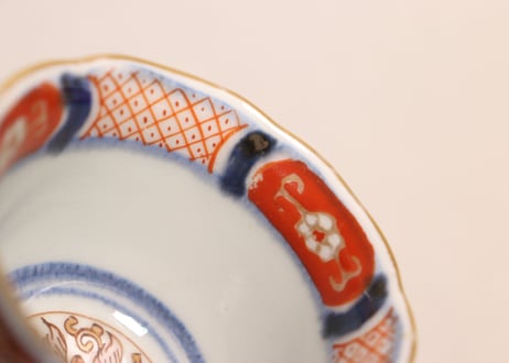 江戸幕末色絵御簾と桜図小向付①