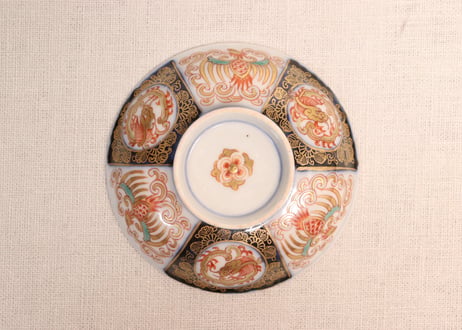 明治前期色絵龍と鳳凰図通り物蓋茶碗