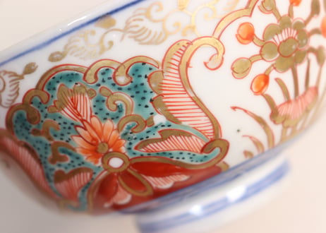 明治前期色絵団龍と牡丹図通り物蒸茶碗②