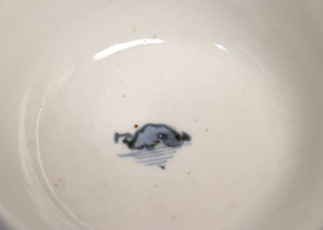 江戸幕末染付富士山水図蓋茶碗