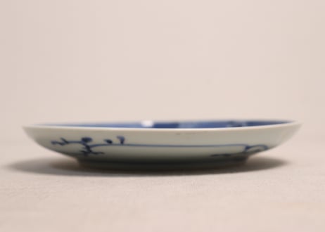 江戸後期墨弾き菊と亀甲図6寸皿