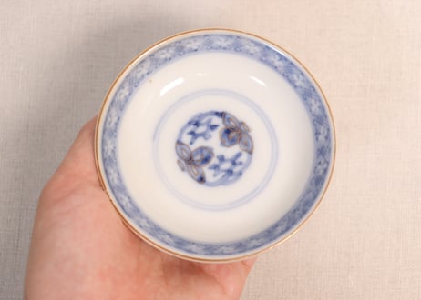 明治前期色絵鶉図蓋茶碗②黒点