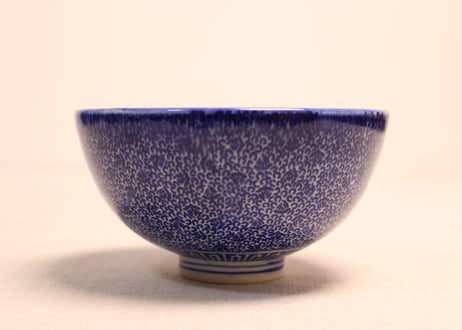 明治前期紙刷微塵唐草図蓋茶碗