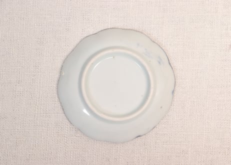 江戸幕末染付扇面に山水図豆皿