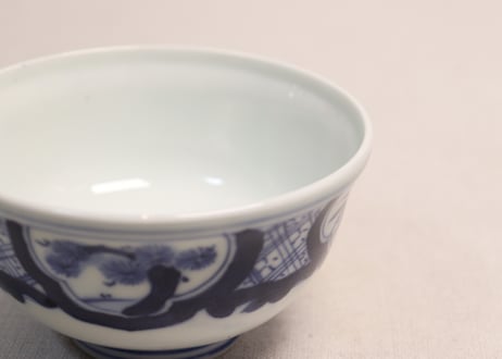 明治後期~大正染付松竹梅図蓋茶碗