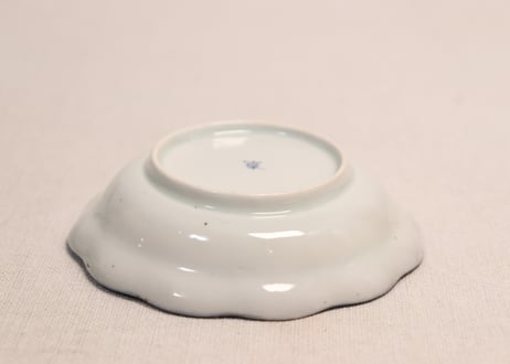 江戸後期染付山水図輪花鍔縁小皿①