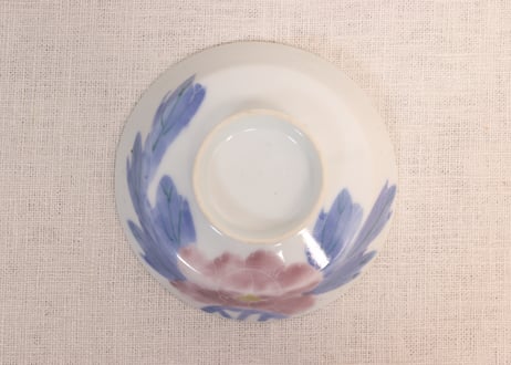 明治後期~大正染付牡丹図蓋茶碗
