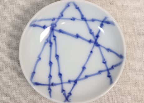 大正~昭和戦前染付竹格子図豆皿①