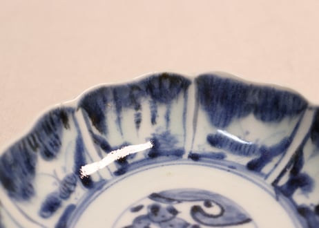 江戸後期染付草花割絵図なます皿①フリモノ
