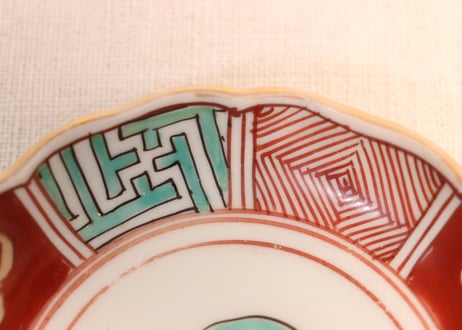 江戸後期色絵花と幾何学文図小皿①