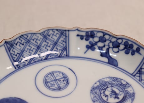 明治前期染付祥瑞手丸文5寸皿