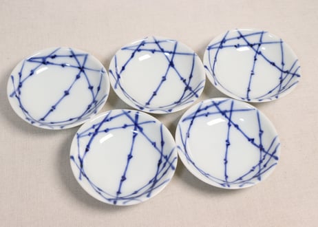 明治後期～大正染付竹格子図小皿