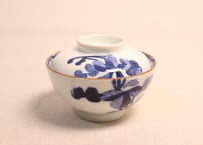 明治前期染付菊花図蓋茶碗