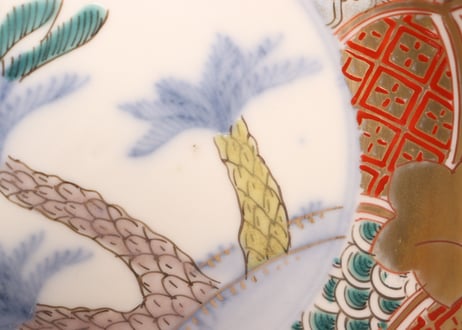 明治前期色絵蘇鉄と獅子牡丹図春寒鉢