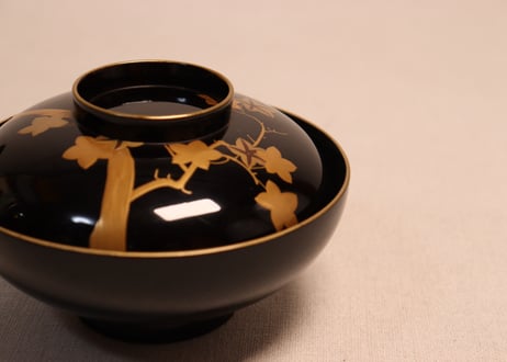 総黒蒔絵紅葉と笛図吸物椀②