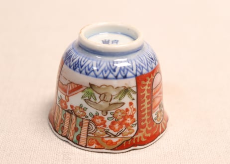 江戸幕末色絵御簾と桜図小向付①