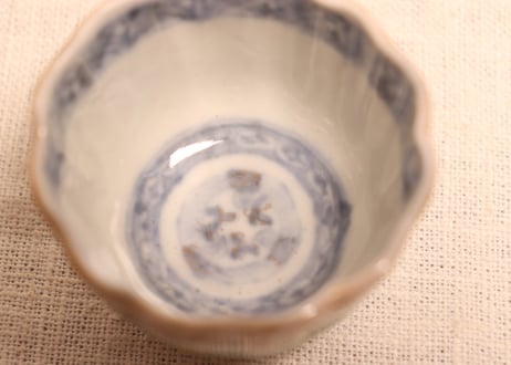 明治前期色絵花と蝶図通り物小向付