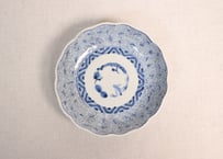 江戸幕末染付微塵唐草図なます皿②少かたつき