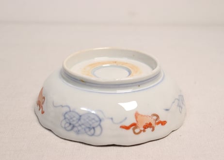 明治前期色絵花と蝶図通り物なます皿