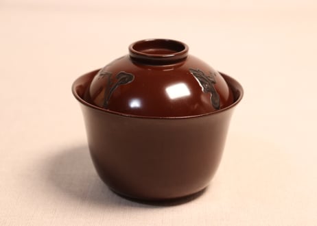 総茶蒔絵霊芝と松梅図箸洗い椀　5客組