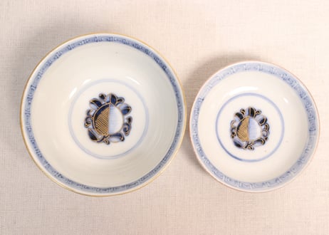 明治前期色絵龍と鳳凰図通り物蓋茶碗