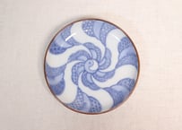 明治後期～大正銅判幾何学捻子文図小皿