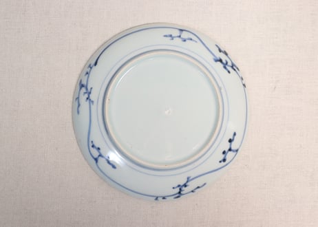 江戸後期墨弾き菊と亀甲図6寸皿