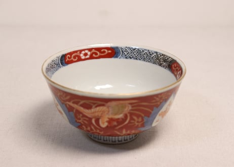 江戸幕末赤絵金彩鳳凰図蓋茶碗