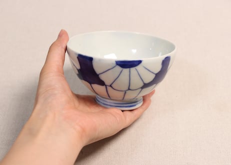 大正~昭和戦前染付菊花図蓋なし茶碗