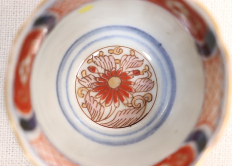 江戸幕末色絵御簾と桜図小向付②部分甘手