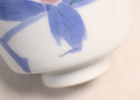 明治後期~大正染付牡丹図蓋茶碗