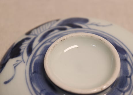 江戸中期染付流水に菊図蓋茶碗②フリモノ